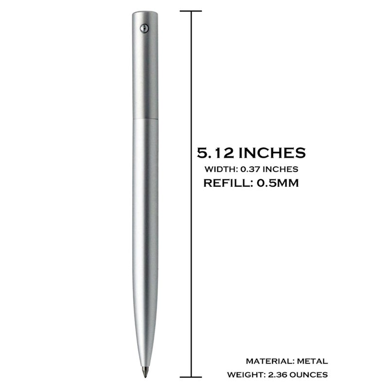 DUNBONG Retractable Metal Gel Pen, 0.5mm Medium Point Ballpoint Pens, Black Gel Ink (Silver) - Image 2